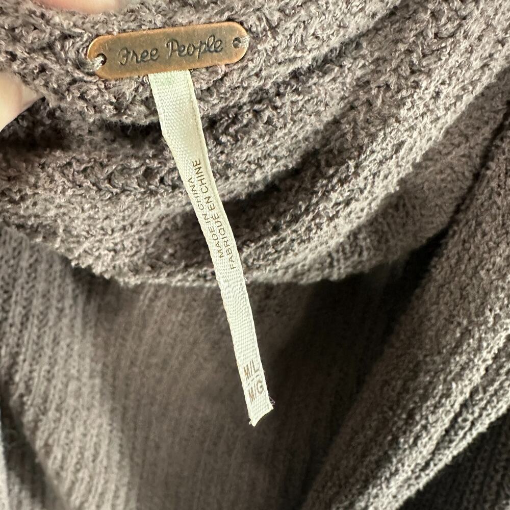 Free People Chunky Hooded Cardigan in Dark Brown - Picture 2 of 4